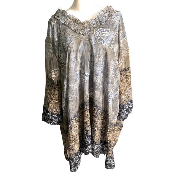 Maggie Barnes Blouse Women’s Size 2X – Boho, Flowy, Mixed Print - Picture 2 of 5